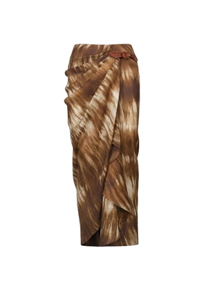Johanna Ortiz Expedition draped linen skirt - Brown