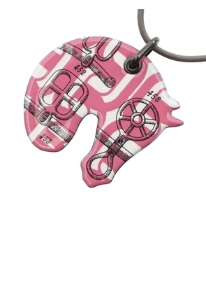 Hermès Pre-Owned 2000-2010 Enamel and Leather Tattersall Pendant Necklace PM costume necklace - Pink