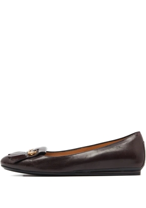 Tod's Vintage pre-owned leather fringed ballet flats - Brown