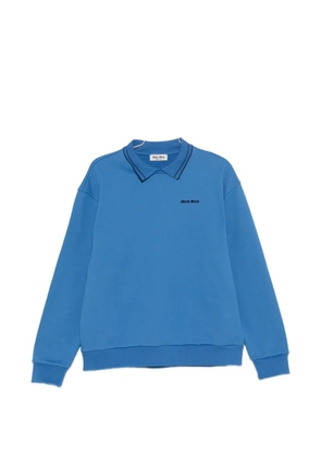 Miu Miu logo-print polo-collar sweater - Blue