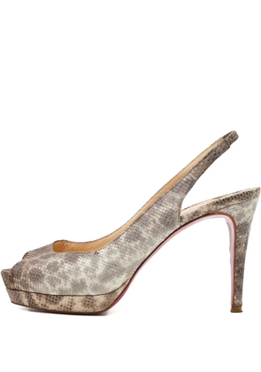 Christian Louboutin Pre-Owned snakeskin slingback pumps - Brown