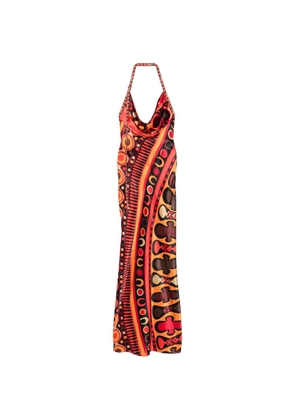 PUCCI Iride-print halterneck maxi dress - Orange