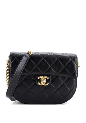 CHANEL Pre-Owned Moon Flap Messenger Bag Quilted Calfskin Small crossbody bag - Black