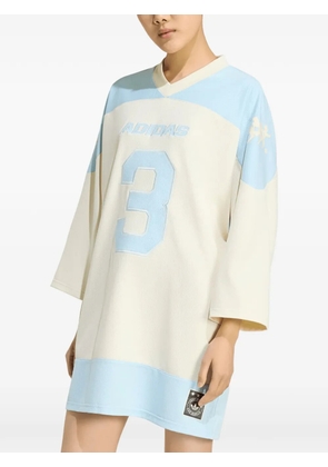 adidas logo-detail V-neck mini dress - White