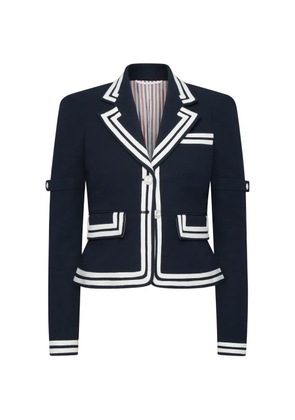 Thom Browne contrast-trim cropped jacket - Blue