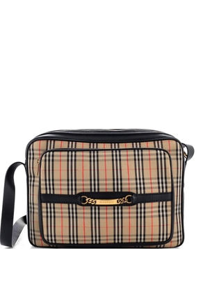 Burberry Pre-Owned Link Chain Camera Bag 1983 Knight Check Canvas Large crossbody bag - Black