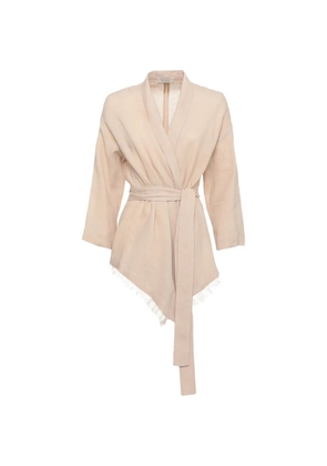 Antonelli Katia belted fringe-trim jacket - Neutrals