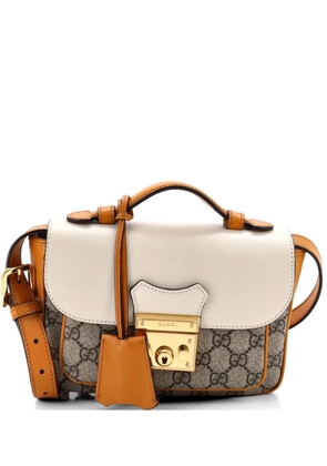 Gucci Pre-Owned Padlock Front Pocket Flap GG Coated Canvas and Leather Mini shoulder bag - Brown