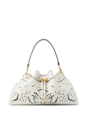 Jimmy Choo Cinch broderie-anglaise leather shoulder bag - White