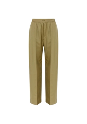 Kenzo logo-waistband pleated wool trousers - Green