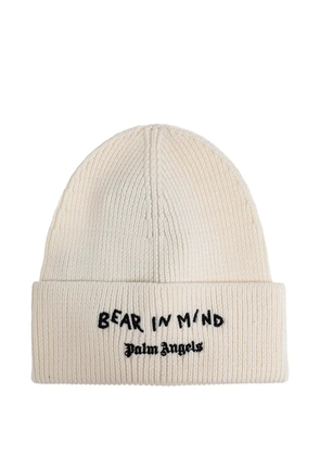 Palm Angels embroidered beanie hat - Neutrals