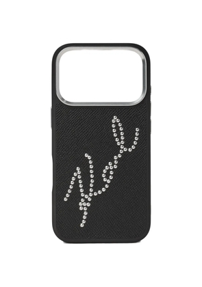Karl Lagerfeld signature studded iphone 17 pro max case - Black