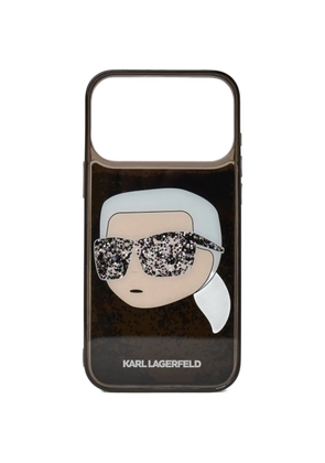 Karl Lagerfeld glitter iPhone 17 phone case - Brown