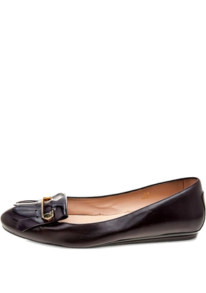 Tod's Vintage pre-owned fringe-detail leather ballet flats - Red