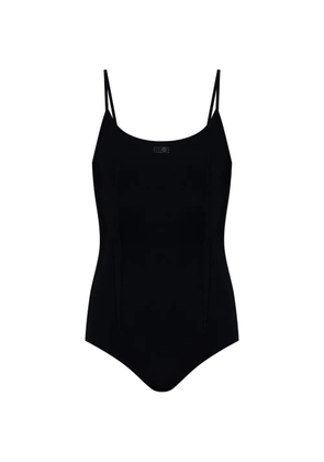 MM6 Maison Margiela scoop-neck logo-print swimsuit - Black