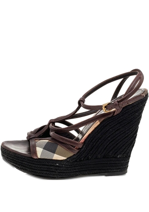 Burberry Pre-Owned 120mm leather wedge sandals - Brown