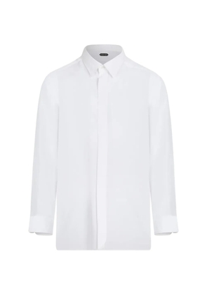 TOM FORD silk concealed-placket shirt - White