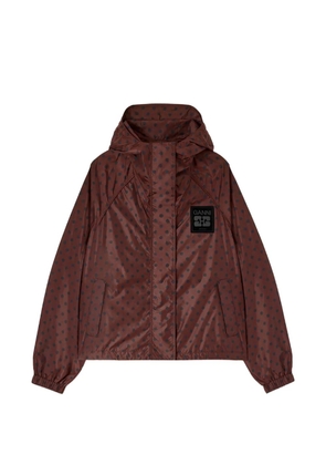 GANNI polka-dot hooded jacket - Brown