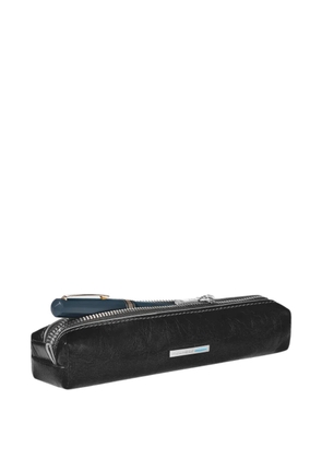 PIQUADRO logo-plaque leather pencil case - Black