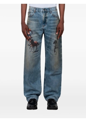 One Of These Days graphic-print straight-leg jeans - Blue