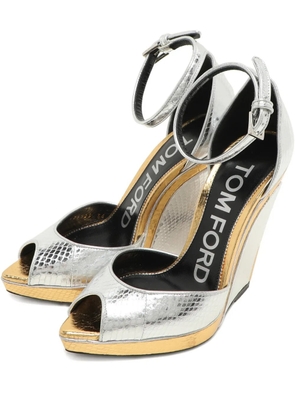 Tom Ford Vintage Embossed leather ankle strap pumps - Silver