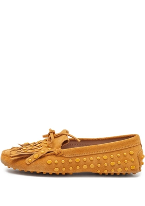 Tod's Vintage fringed suede loafers - Yellow