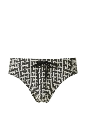 Balmain monogram-print swimming trunks - Black