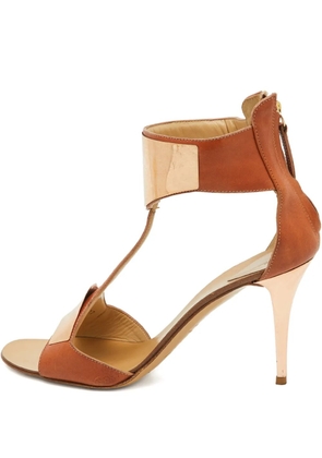 Giuseppe Zanotti Vintage pre-owned 90mm metallic-accent T-strap sandals - Brown