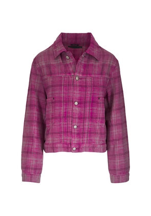 R13 check-pattern button-down shirt jacket - Pink