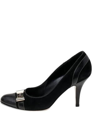 Gucci Pre-Owned 85mm leather bow pumps - Black