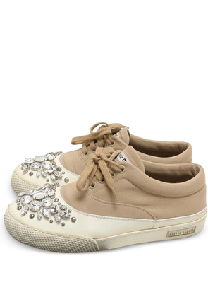 Miu Miu Pre-Owned rhinestone-embellished sneakers - Neutrals