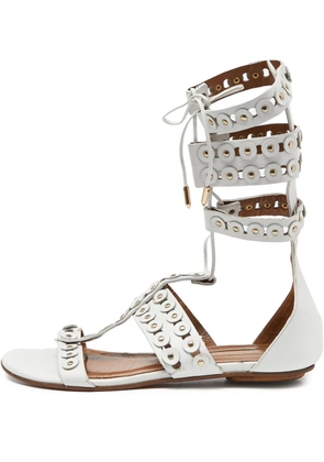 Aquazzura pre-owned stud-embellished flat sandals - White