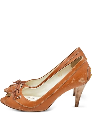 Tod's Vintage 80mm peep-toe pumps - Brown