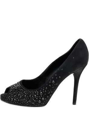 D&G Vintage pre-owned 115mm suede crystal peep toe pumps - Black