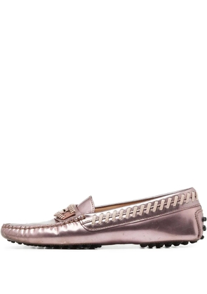 Tod's Vintage Gommino metallic-leather loafers - Pink