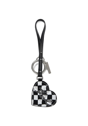 Karl Lagerfeld checkered-heart mirror keychain - Black