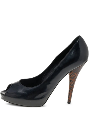 Fendi Pre-Owned 125mm patent leather Zucchino-print pumps - Black