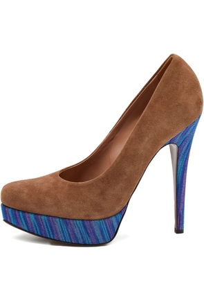 Missoni Pre-Owned 135mm suede knit platform pumps - Brown