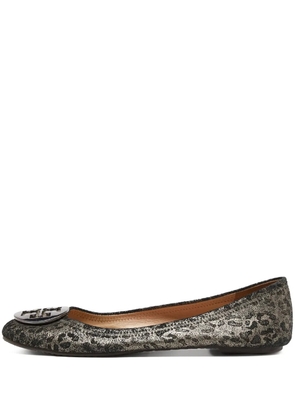 Tory Burch pre-owned Reva leopard-print embellished ballet flats - Black