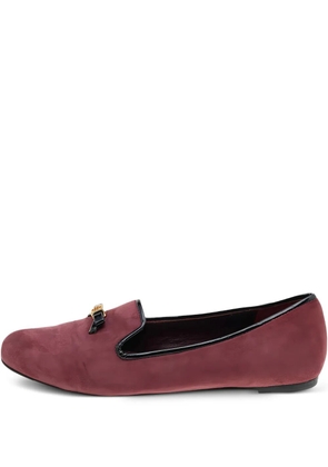 Tory Burch pre-owned bow-detailing suede loafers - Red