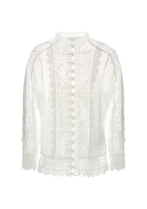 ZIMMERMANN Aster lace-panelled shirt - Neutrals