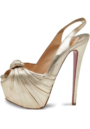 Christian Louboutin Pre-Owned 115mm knot-detail platform slingback pumps - Gold