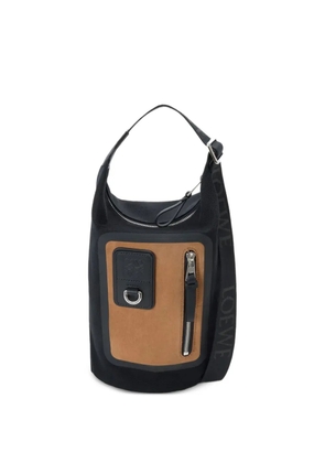 LOEWE suede-panelled canvas shoulder bag - Black