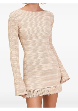 Devon fringe-trim backless dress - Neutrals