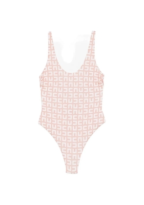 Elisabetta Franchi monogram-print scoop-neck swimsuit - Neutrals