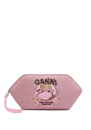 GANNI crab-embroidered bikini pouch - Pink