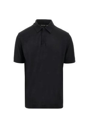 Emporio Armani logo-embroidered wool polo shirt - Black