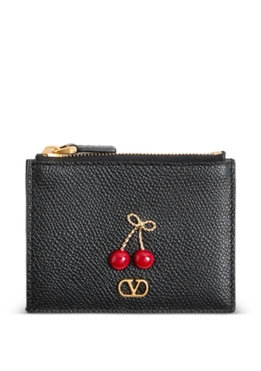 Valentino Garavani Cherryfic cardholder in grainy calfskin - Black