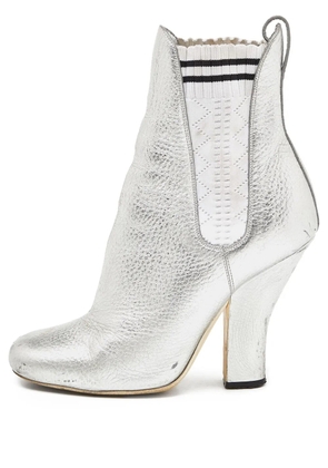 Fendi Pre-Owned 105mm metallic-leather ankle boots - Silver