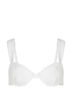 Karl Lagerfeld pearl-embellished underwired bikini top - White